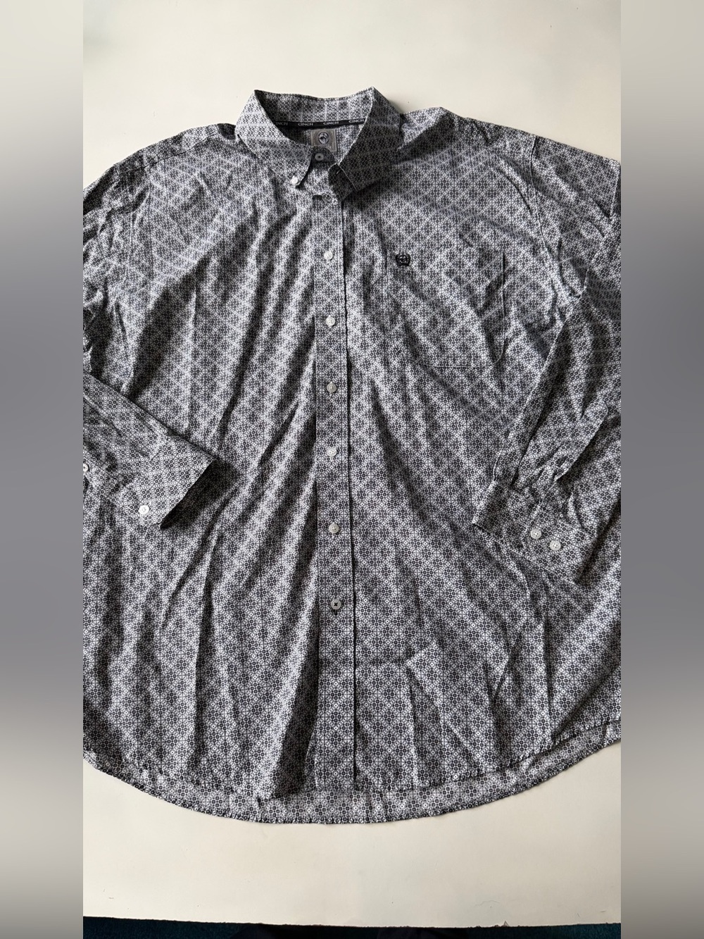 CINCH Shirt Extra Large XL Black Geometric Western Cowboy Cotton Mens